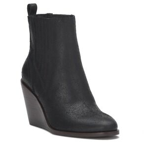 NWOB Lucky Brand Wilano Boots Women's US 9.5‎ Black Suede Wedge Heel Booties